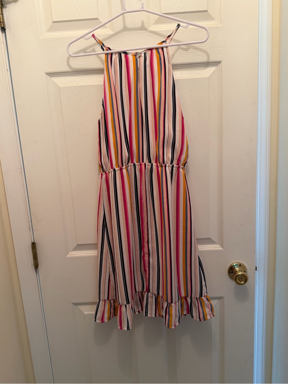 miami Multicolor Striped Midi Dress - Pink, Yellow, Black, White